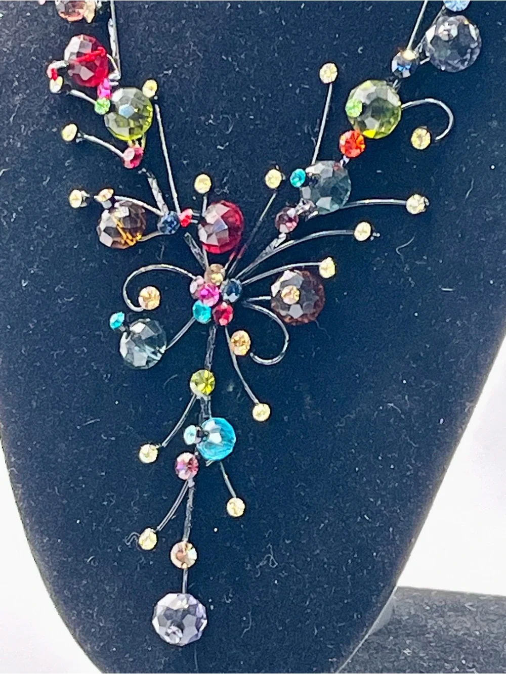 Multicolor Crystal Statement Necklace and Earring Set